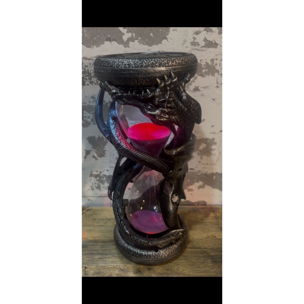 Gothic Twin Dragon Sand Timer with Purple Sand